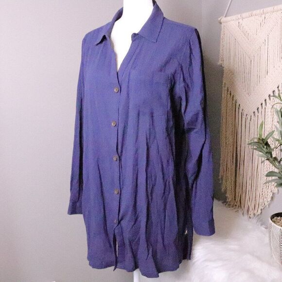 Vintage | LL Bean Button Down Tunic Shirt Large - Picture 1 of 9